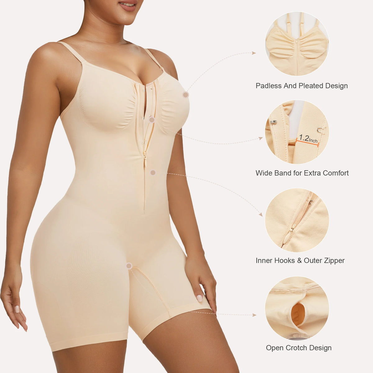 Zip-Up Tummy Control Bodysuit