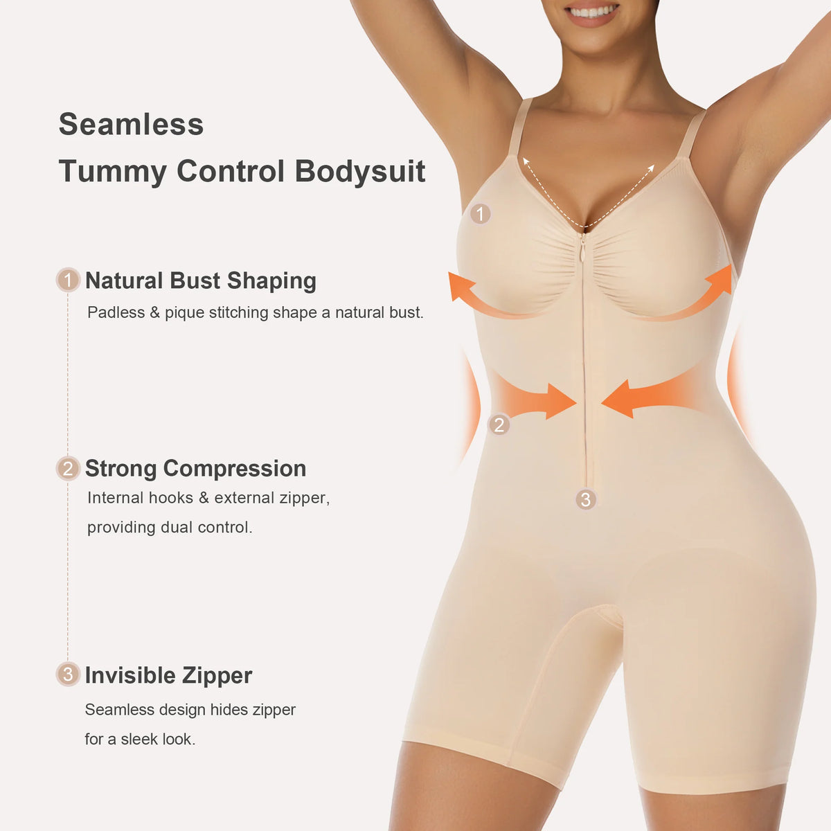Zip-Up Tummy Control Bodysuit