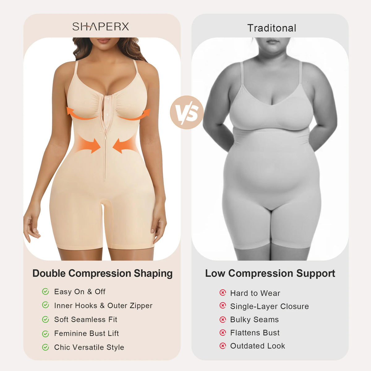 Zip-Up Tummy Control Bodysuit
