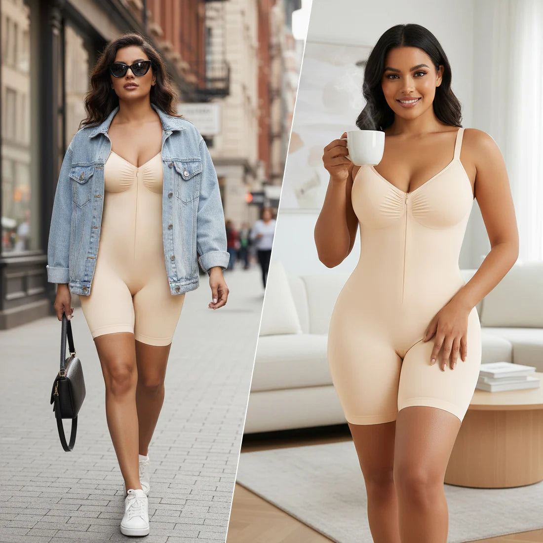 Zip-Up Tummy Control Bodysuit
